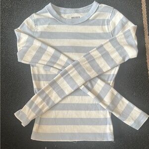 Hollister Blue and White Striped Long Sleeve Shirt